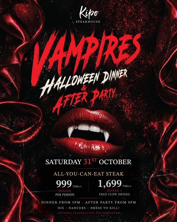 Vampires: Halloween Dinner & After-Party at Kipo Steakhouse at Kipo Steakhouse