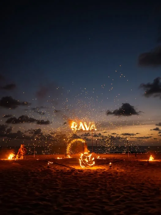 Beachfront Fire Show at RAVA Beach Club