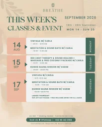 Breathe Weekly Schedule – Wellness Classes & Weekend