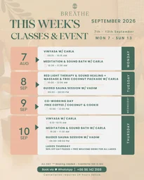 Your Week at BREATHE - Weekly Classes & Events (7–13 September)